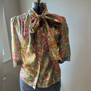 Manoush silk/cotton tie-neck blouse